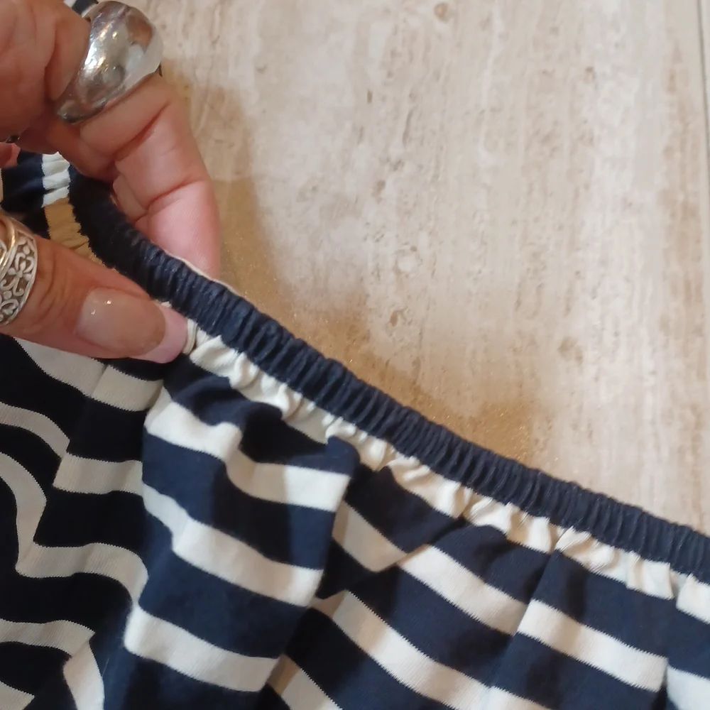J. Crew Blue/White Striped One Shoulder Nautical Top